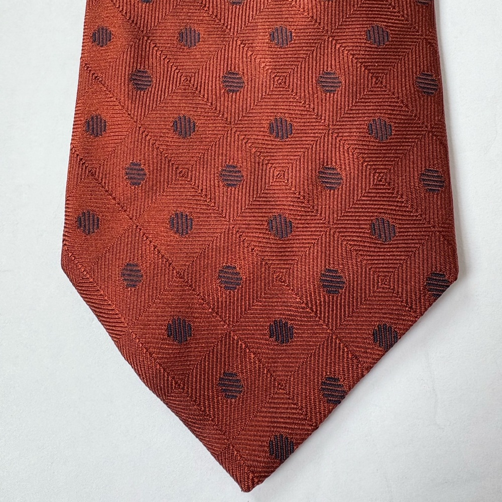 Vintage Longchamp Paris 100% silk Tie Classic Textured Brown Navy Made in Italy